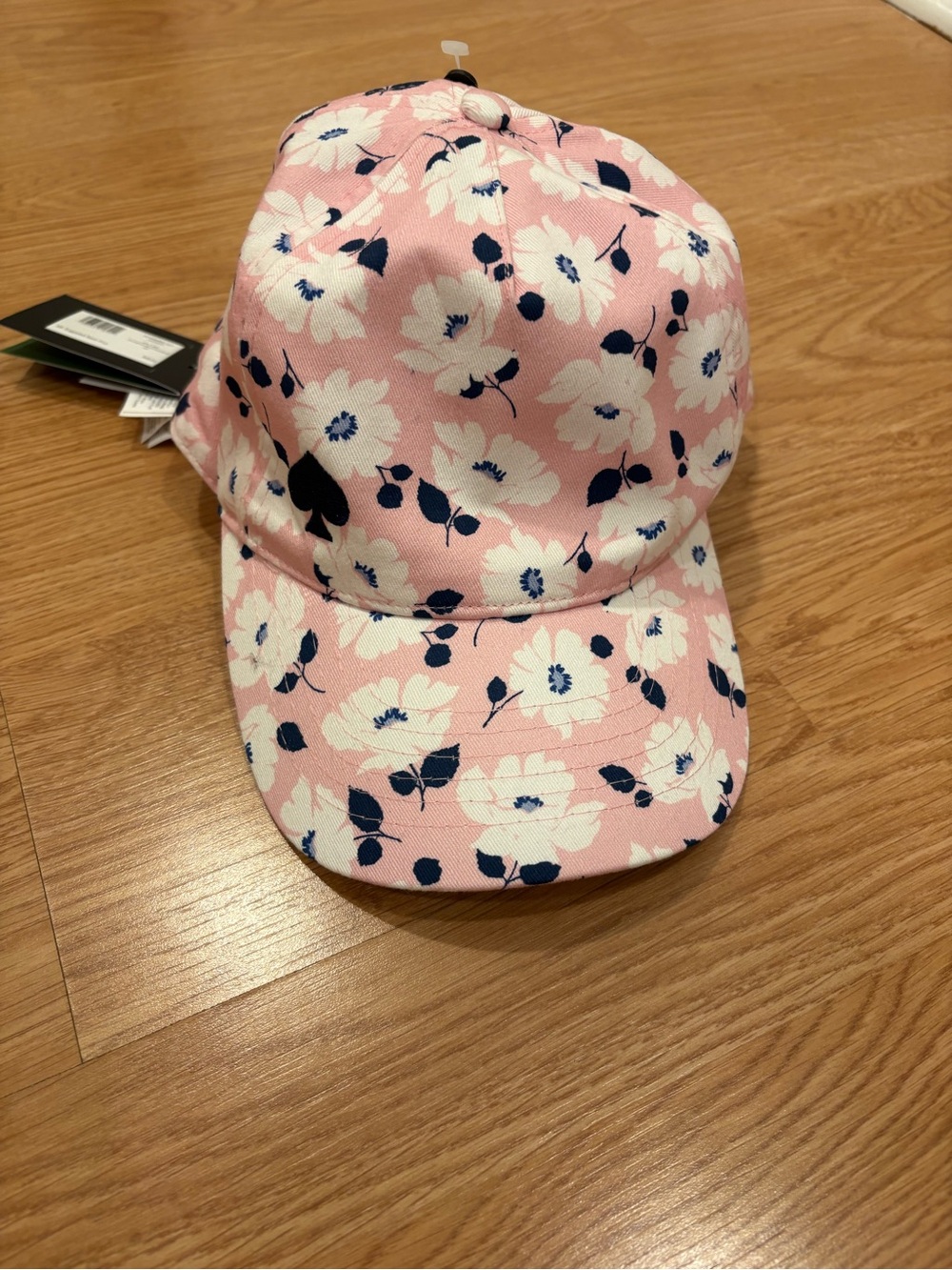 kate spade Pink Floral Baseball Cap with White and Navy Flowers